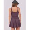 imageCaracilia Womens Tennis Mini Dresses Workout Built in Shorts Golf Athletic Sleeveless One Piece Summer Active Romper DressNutmeg