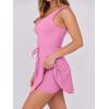 imageCaracilia Womens Tennis Mini Dresses Workout Built in Shorts Golf Athletic Sleeveless One Piece Summer Active Romper DressPink