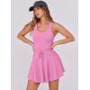 imageCaracilia Womens Tennis Mini Dresses Workout Built in Shorts Golf Athletic Sleeveless One Piece Summer Active Romper DressPink