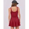 imageCaracilia Womens Tennis Mini Dresses Workout Built in Shorts Golf Athletic Sleeveless One Piece Summer Active Romper DressRed