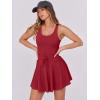 imageCaracilia Womens Tennis Mini Dresses Workout Built in Shorts Golf Athletic Sleeveless One Piece Summer Active Romper DressRed