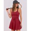imageCaracilia Womens Tennis Mini Dresses Workout Built in Shorts Golf Athletic Sleeveless One Piece Summer Active Romper DressRed