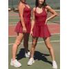 imageCaracilia Womens Tennis Mini Dresses Workout Built in Shorts Golf Athletic Sleeveless One Piece Summer Active Romper DressRed