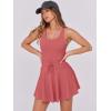 imageCaracilia Womens Tennis Mini Dresses Workout Built in Shorts Golf Athletic Sleeveless One Piece Summer Active Romper DressRust Red