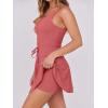 imageCaracilia Womens Tennis Mini Dresses Workout Built in Shorts Golf Athletic Sleeveless One Piece Summer Active Romper DressRust Red