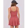 imageCaracilia Womens Tennis Mini Dresses Workout Built in Shorts Golf Athletic Sleeveless One Piece Summer Active Romper DressRust Red