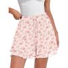 imageCaracilia Skorts for Women Boho Casual Beach Mini Skirts Summer Floral Ruffle Chiffon Flowy Shorts 2025 Trendy OutfitsRed Leaf