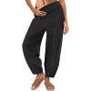 imageCaracilia Women Barrel Wide Leg Pants Casual Elastic Waist Loose Comfy Spring Vacation Travel Baggy Lounge SweatpantsBlack