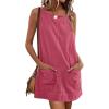 imageCaracilia Women Corduroy Overall Dress Casual Sleeveless Romper Jumper Mini Dresses Pinafore Skirtall 2025 Trendy OutfitsDark Pink