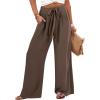imageCaracilia Women Wide Leg Palazzo Pants Summer High Waist Flowy Casual Trousers Loose Lounge Beach Travel Vacation ClothesBrown