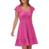 imageCaracilia Womens Summer Casual Ruffle Sleeve Mini Dress Sweetheart Neckline Boho Flowy Tiered Vacation Beach Short DressesHot Pink