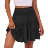 imageCaracilia Womens Summer Flowy Mini Skorts Skirts High Waist Ruffle Tiered Casual Cute Boho Beach Short Skirts Builtin ShortsBlack