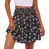 imageCaracilia Womens Summer Flowy Mini Skorts Skirts High Waist Ruffle Tiered Casual Cute Boho Beach Short Skirts Builtin ShortsBlack Floral