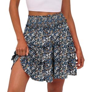 imageCaracilia Womens Summer Flowy Mini Skorts Skirts High Waist Ruffle Tiered Casual Cute Boho Beach Short Skirts Builtin ShortsMulticolor Floral