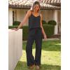 imageCaracilia 2 Piece Lounge Sets for Women Summer Casual Matching Wide Leg Pants Beach Travel Vacation 2025 Trendy OutfitsBlack