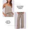 imageCaracilia 2 Piece Lounge Sets for Women Summer Casual Matching Wide Leg Pants Beach Travel Vacation 2025 Trendy OutfitsBrown