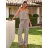 imageCaracilia 2 Piece Lounge Sets for Women Summer Casual Matching Wide Leg Pants Beach Travel Vacation 2025 Trendy OutfitsBrown