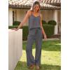imageCaracilia 2 Piece Lounge Sets for Women Summer Casual Matching Wide Leg Pants Beach Travel Vacation 2025 Trendy OutfitsDark Gray