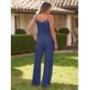 imageCaracilia 2 Piece Lounge Sets for Women Summer Casual Matching Wide Leg Pants Beach Travel Vacation 2025 Trendy OutfitsDeep Blue