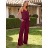 imageCaracilia 2 Piece Lounge Sets for Women Summer Casual Matching Wide Leg Pants Beach Travel Vacation 2025 Trendy OutfitsDeep Red