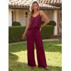 imageCaracilia 2 Piece Lounge Sets for Women Summer Casual Matching Wide Leg Pants Beach Travel Vacation 2025 Trendy OutfitsDeep Red