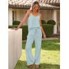 imageCaracilia 2 Piece Lounge Sets for Women Summer Casual Matching Wide Leg Pants Beach Travel Vacation 2025 Trendy OutfitsMint Green
