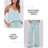 imageCaracilia 2 Piece Lounge Sets for Women Summer Casual Matching Wide Leg Pants Beach Travel Vacation 2025 Trendy OutfitsMint Green