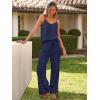 imageCaracilia 2 Piece Lounge Sets for Women Summer Casual Matching Wide Leg Pants Beach Travel Vacation 2025 Trendy OutfitsNavy Blue