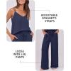 imageCaracilia 2 Piece Lounge Sets for Women Summer Casual Matching Wide Leg Pants Beach Travel Vacation 2025 Trendy OutfitsNavy Blue