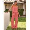 imageCaracilia 2 Piece Lounge Sets for Women Summer Casual Matching Wide Leg Pants Beach Travel Vacation 2025 Trendy OutfitsOrange