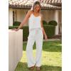 imageCaracilia 2 Piece Lounge Sets for Women Summer Casual Matching Wide Leg Pants Beach Travel Vacation 2025 Trendy OutfitsWhite