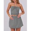 imageCaracilia Women 2 Piece Mini Skirt Sets Corset Crop Top Summer Y2k Going Out Outfits Beach VacationGrey