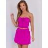 imageCaracilia Women 2 Piece Mini Skirt Sets Corset Crop Top Summer Y2k Going Out Outfits Beach VacationHot Pink