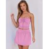 imageCaracilia Women 2 Piece Mini Skirt Sets Corset Crop Top Summer Y2k Going Out Outfits Beach VacationPink