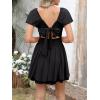 imageCaracilia Women Cute Summer Romper Dress Flowy Short Sleeve Square Neck Elastic Waist 2025 Casual Fashion OutfitsBlack