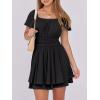 imageCaracilia Women Cute Summer Romper Dress Flowy Short Sleeve Square Neck Elastic Waist 2025 Casual Fashion OutfitsBlack
