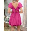 imageCaracilia Women Cute Summer Romper Dress Flowy Short Sleeve Square Neck Elastic Waist 2025 Casual Fashion OutfitsHot Pink