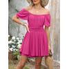 imageCaracilia Women Cute Summer Romper Dress Flowy Short Sleeve Square Neck Elastic Waist 2025 Casual Fashion OutfitsHot Pink