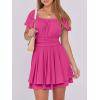 imageCaracilia Women Cute Summer Romper Dress Flowy Short Sleeve Square Neck Elastic Waist 2025 Casual Fashion OutfitsHot Pink