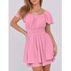 imageCaracilia Women Cute Summer Romper Dress Flowy Short Sleeve Square Neck Elastic Waist 2025 Casual Fashion OutfitsLight Pink