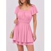 imageCaracilia Women Cute Summer Romper Dress Flowy Short Sleeve Square Neck Elastic Waist 2025 Casual Fashion OutfitsLight Pink