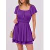 imageCaracilia Women Cute Summer Romper Dress Flowy Short Sleeve Square Neck Elastic Waist 2025 Casual Fashion OutfitsPurple