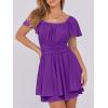 imageCaracilia Women Cute Summer Romper Dress Flowy Short Sleeve Square Neck Elastic Waist 2025 Casual Fashion OutfitsPurple