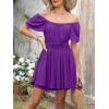 imageCaracilia Women Cute Summer Romper Dress Flowy Short Sleeve Square Neck Elastic Waist 2025 Casual Fashion OutfitsPurple