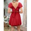 imageCaracilia Women Cute Summer Romper Dress Flowy Short Sleeve Square Neck Elastic Waist 2025 Casual Fashion OutfitsRed