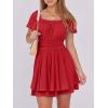 imageCaracilia Women Cute Summer Romper Dress Flowy Short Sleeve Square Neck Elastic Waist 2025 Casual Fashion OutfitsRed