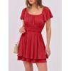 imageCaracilia Women Cute Summer Romper Dress Flowy Short Sleeve Square Neck Elastic Waist 2025 Casual Fashion OutfitsRed