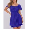 imageCaracilia Women Cute Summer Romper Dress Flowy Short Sleeve Square Neck Elastic Waist 2025 Casual Fashion OutfitsRoyal Blue
