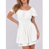 imageCaracilia Women Cute Summer Romper Dress Flowy Short Sleeve Square Neck Elastic Waist 2025 Casual Fashion OutfitsWhite