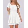 imageCaracilia Women Cute Summer Romper Dress Flowy Short Sleeve Square Neck Elastic Waist 2025 Casual Fashion OutfitsWhite